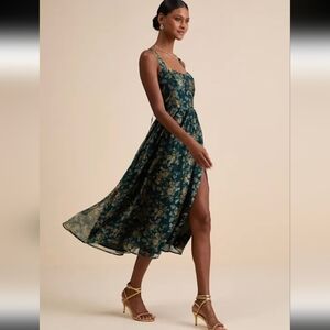 Lulu's Francesca Teal Floral Dress